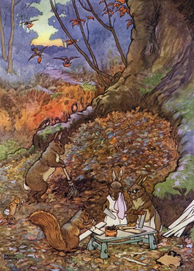 The Babes in the Wood」のイラスト（カラーリトグラフ 作： Frank Adams