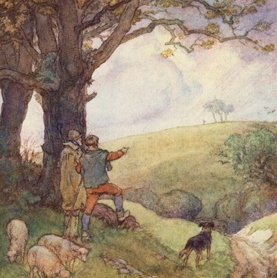 Matthew Arnold による The Scholar-Gipsy のイラスト (カラー リソ) 作： Frank Adams