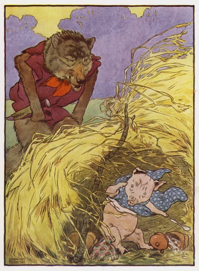 三匹の子豚」のイラスト（カラーリトグラフ 作： Frank Adams