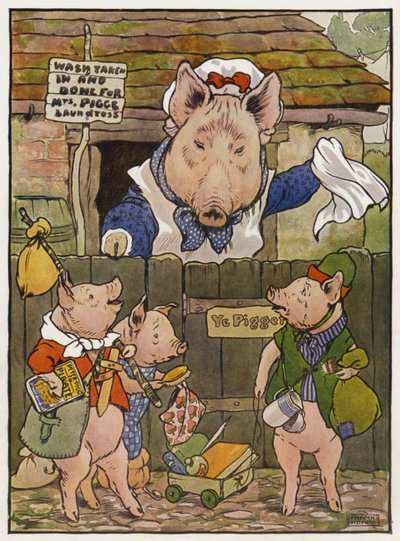 三匹の子ぶたのイラスト 作： Frank Adams