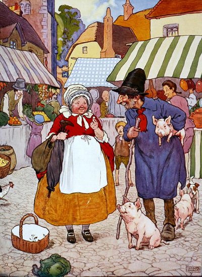 The Beautiful Book of Nursery Rhymes, Stories and Pictures」（Blackie & Son社）のイラスト（カラーリトグラフ）。 作： Frank Adams