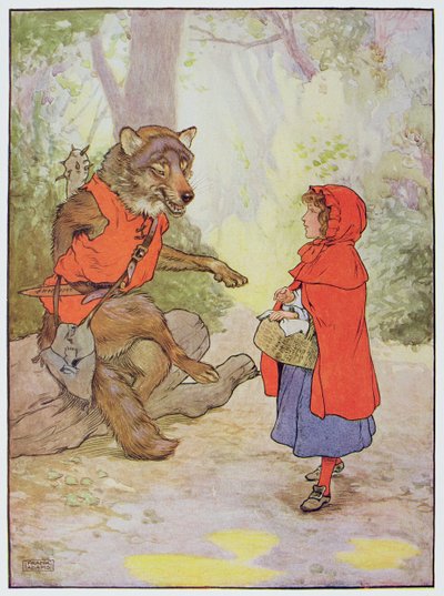 赤ずきんと狼、フランク・アダムスの「美しい童謡、物語と絵の本」のイラスト、Blackie und Sonから出版 作： Frank Adams