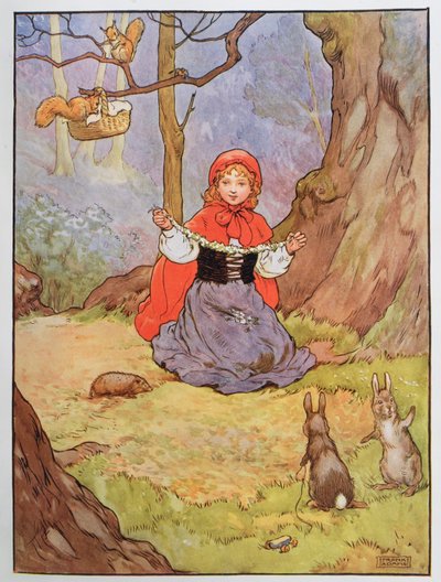 赤ずきん、フランク・アダムスの「美しい童謡、物語と絵の本」のイラスト、Blackie und Son発行 作： Frank Adams