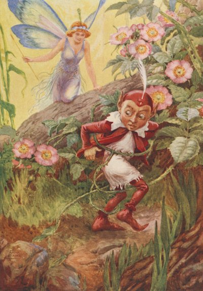 マイケル・ドレイトン作「ニンフィディア」よりニンフィディアとパック（カラーリトグラフ 作： Frank Adams