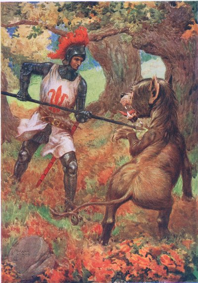 M.D.Belgrave and H.Hart著「Childrens Stories from the Poets」に掲載されたEdmund Spencer著「The Faery Queen」より「Sir Calidore and the Blatant Beast」（カラーリトグラフ版 作： Frank Adams