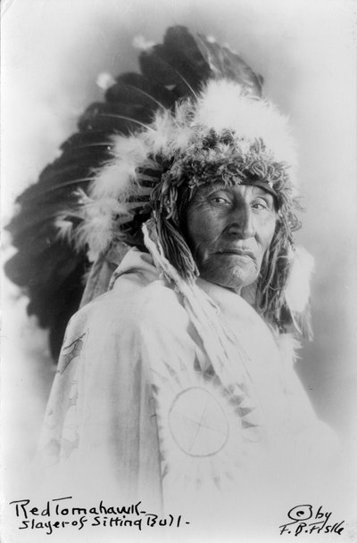 Red Tomahawk, matador de Sitting Bull, c.1890-1910 (foto em preto e branco) 作： Frank Bennett Fiske