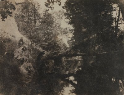 川岸に座っている人物のある風景、c。 1856年。 作： Frank Chauvassaignes