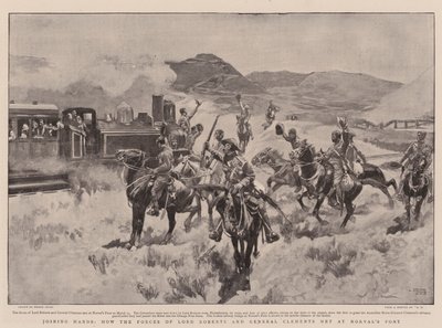 ハンドに参加して、ロバーツ卿の力とクレメンツ将軍がノーヴァルのポンで会った方法 作： Frank Craig