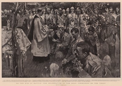 戦いの前夜、フェルトでの聖体拝領のお祝い 作： Frank Craig