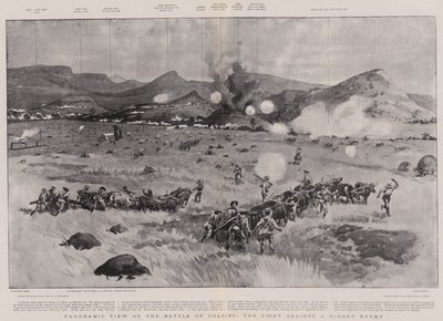 コレンソの戦い、隠れた敵との戦いのパノラマビュー 作： Frank Craig