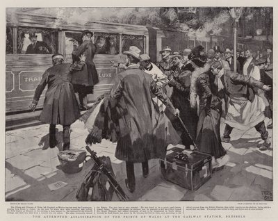 ブリュッセルの鉄道駅でのプリンスオブウェールズ暗殺未遂 作： Frank Craig