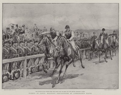 パリでのイベント、ロンシャンレースでの軍事上の注意 作： Frank Dadd