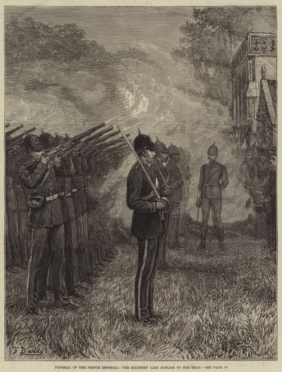 皇帝の葬儀、死者への兵士の最後のオマージュ 作： Frank Dadd