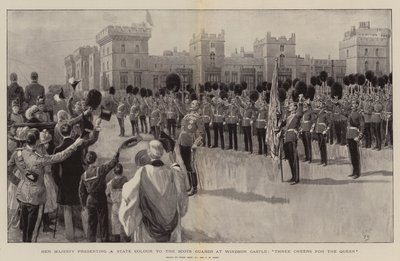 女王陛下、ウィンザー城のスコットランド警備隊に女王陛下に乾杯 作： Frank Dadd