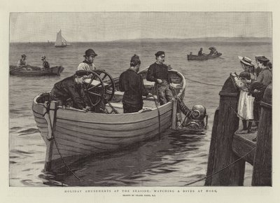 海辺での休日の娯楽、仕事でダイバーを見て 作： Frank Dadd