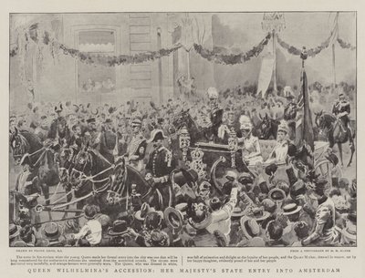 ウィルヘルミナ女王の加盟、女王陛下のアムステルダム入国 作： Frank Dadd