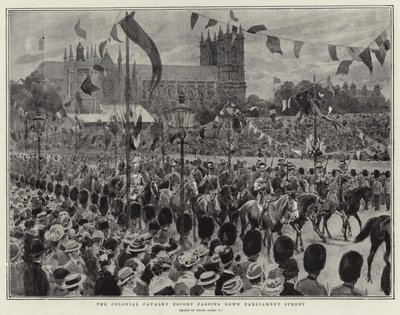 国会議事堂を下ったコロニアル騎兵隊の護衛 作： Frank Dadd