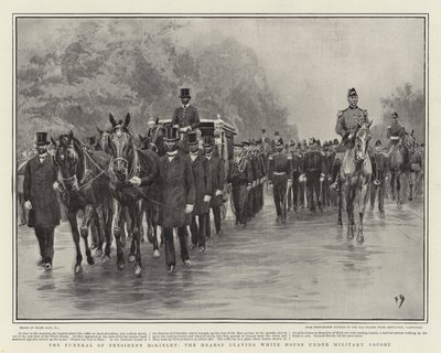 軍の護衛の下でホワイトハウスを去るハース、マッキンリー大統領の葬儀 作： Frank Dadd