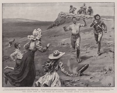 マフェキング包囲戦のライトサイド、使用済みシェルの後にレース 作： Frank Dadd