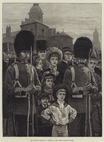 女王の誕生日、ホースガードパレードのスケッチ 作： Frank Dadd