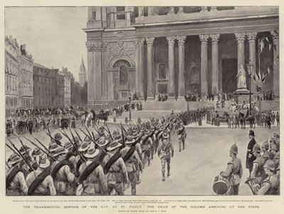 階段に到着した柱の頭、セントポールのCIVの感謝祭サービス 作： Frank Dadd