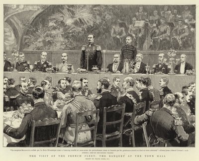 フランス艦隊の訪問、市庁舎の宴会 作： Frank Dadd