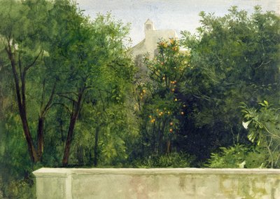 イタリアの庭（水彩画） 作： Frank Dicksee