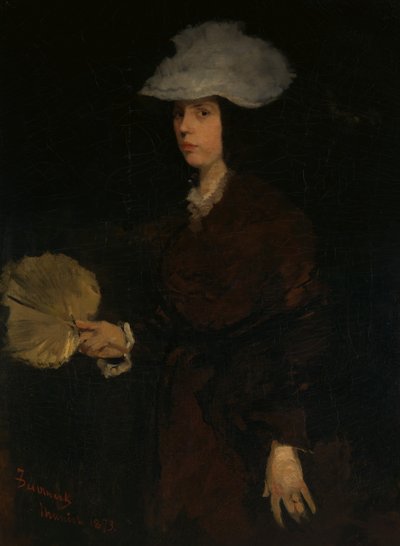 ファンを持つ女性、1873年。 作： Frank Duveneck