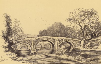 クロムウェルのホダー橋（リトグラフ） 作： Frank Greenwood