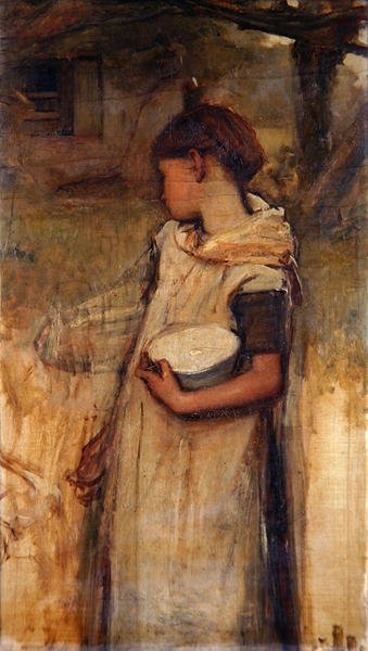 花を持つ少女」（油彩・キャンバス 作： Frank Holl