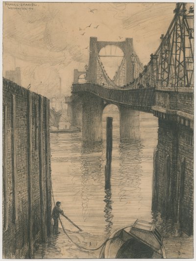 チェルシー吊り橋（エングレーヴィング） 作： Frank Lewis Emanuel