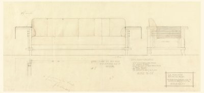 リビング ルーム ダベンポート、ヘンリー J. アレン邸、ウィチタ、カンザス州 作： Frank Lloyd Wright