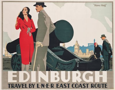エジンバラへのLNER東海岸ルートを宣伝するポスター 作： Frank Newbould