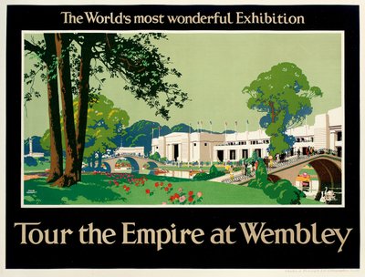 「Tour the Empire at Wembley」、大英帝国展を宣伝するポスター 作： Frank Newbould