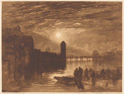 川の月明かり 作： Frank Short, after Joseph Mallord William Turner