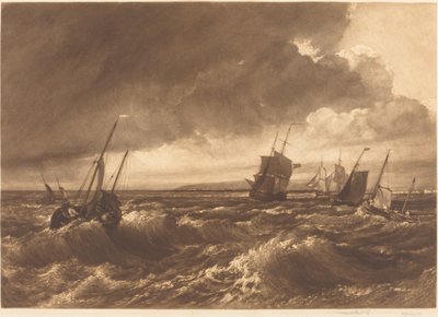 テムズ川の河口 - 遠くに見えるシェピー島 作： Frank Short, after Joseph Mallord William Turner