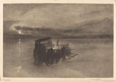 ライン川の木材筏 作： Frank Short, after Joseph Mallord William Turner