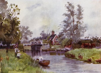 ノーフォーク・ブローズColtishall Lock (カラーリトグラフ) 作： Frank Southgate