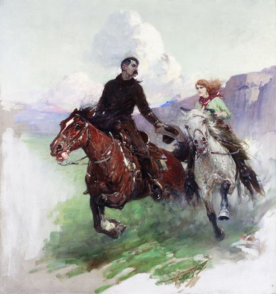 2人のシューターで一生懸命に乗る 作： Frank Tenney Johnson