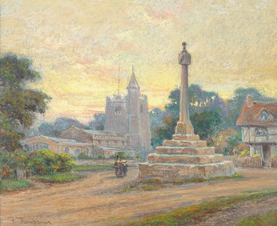 オンバーズリークロス、ウスター、夕暮れ 作： Frank Thompson