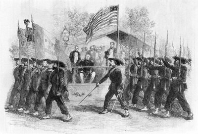 リンカーン大統領を前にした「ガリバルディ衛兵」の行進（1861-1865年）（1880年頃 作： フランク・ヴィゼテリー