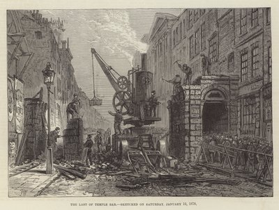 1878年1月12日土曜日にスケッチされたラストオブテンプルバー 作： Frank Watkins