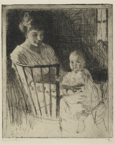 母と子（一部ドライポイントでエッチング） 作： Frank Weston Benson