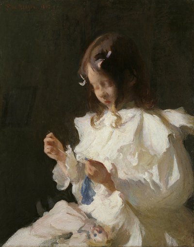 裁縫をする子供の肖像 作： Frank Weston Benson