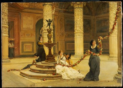 祭りの朝-中央イタリア、1876 作： Frank William Warwick Topham