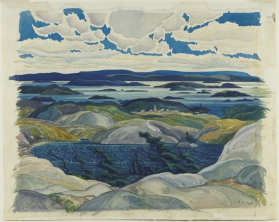 ベイ・オブ・アイランズ、1930（紙にトイレ） 作： Franklin Carmichael