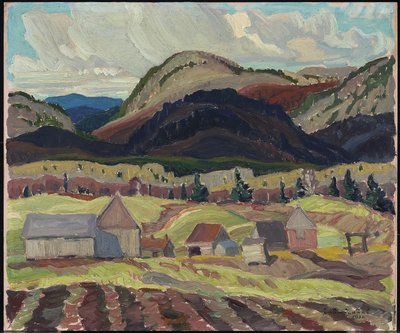 農場の建物、ラクロッシュ、1932年（積層板紙に油彩） 作： Franklin Carmichael