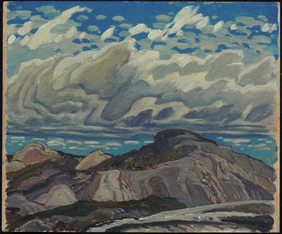 1943年10月、クランベリーヒルズ（合板パネルに油彩） 作： Franklin Carmichael