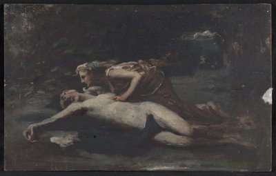 ピュラモスとティスベ 1875年頃（木に油彩） 作： François Alfred Delobbe