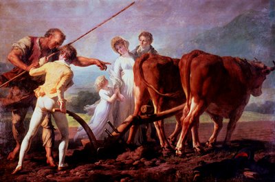 「耕すレッスン」、1798 作： François André Vincent